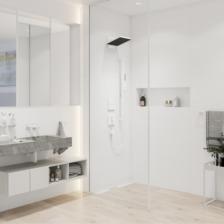 Hansgrohe Pulsify E dusjhode, 26x26 cm, matt hvit