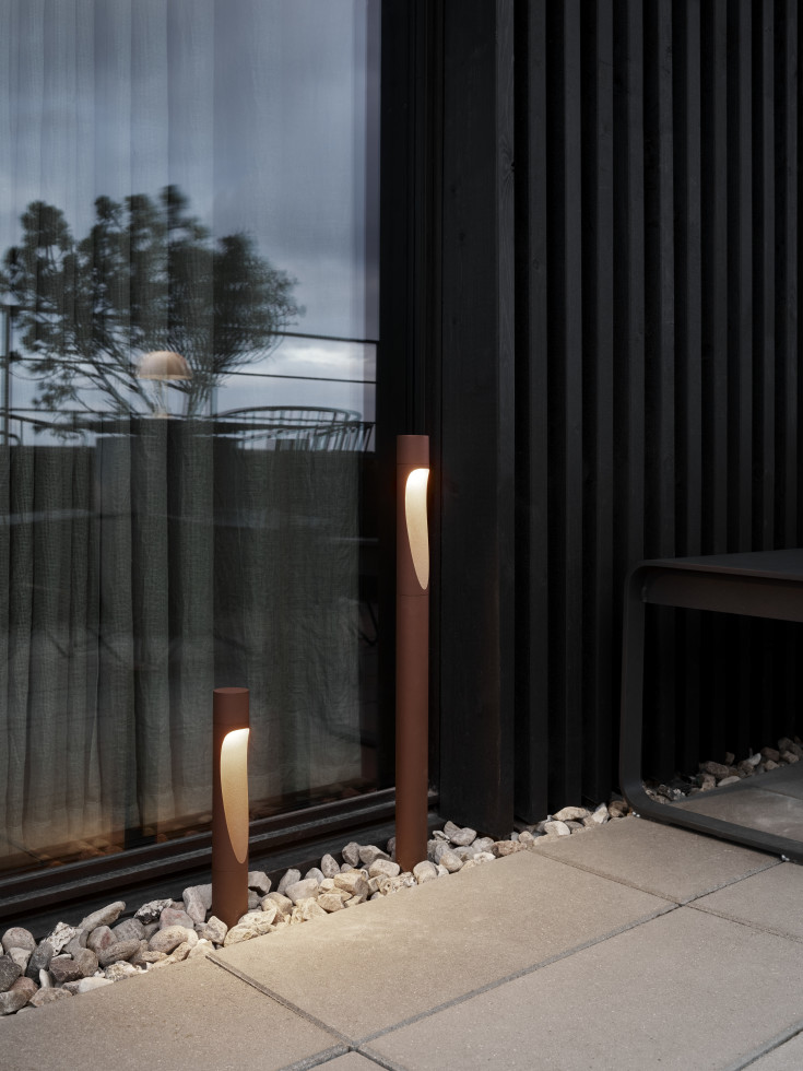 Louis Poulsen Flindt Garden trädgårdslampa, 3000K, bas, corten, låg