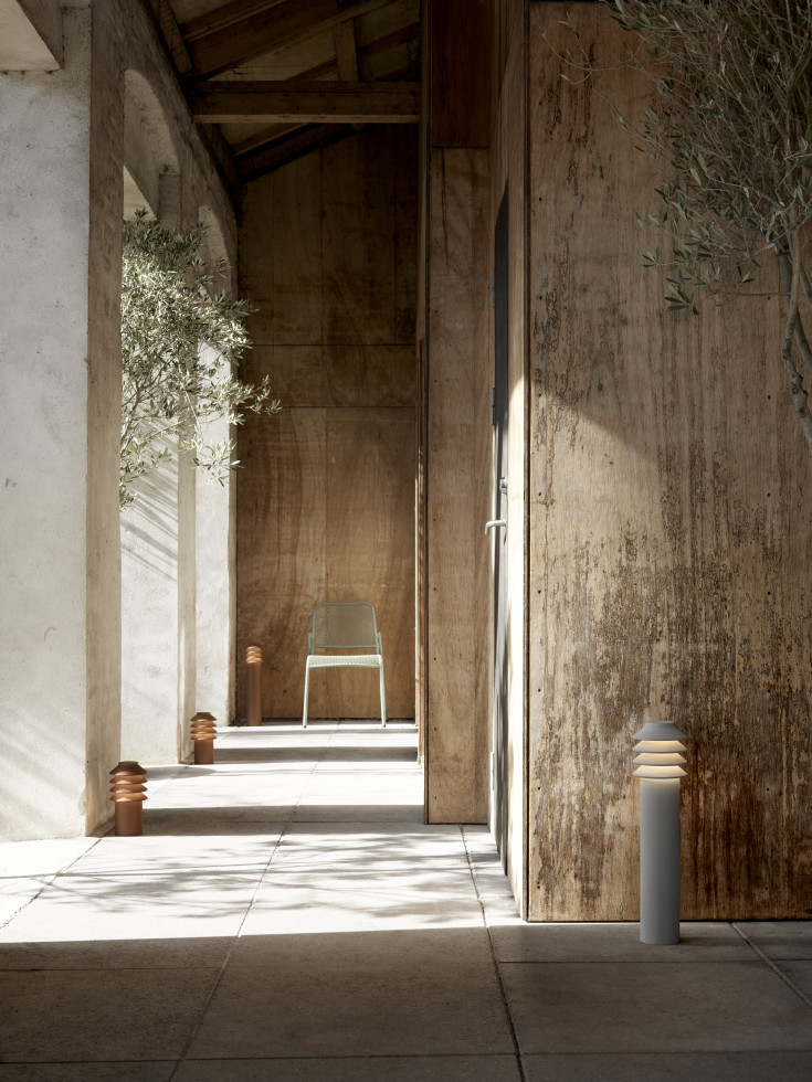 Louis Poulsen Bysted Garden trädgårdslampa, 3000K, spjut, corten, låg