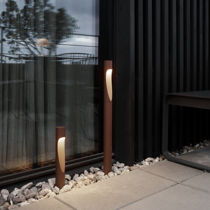 Louis Poulsen Flindt Garden trädgårdslampa, 3000K, spjut, corten, låg