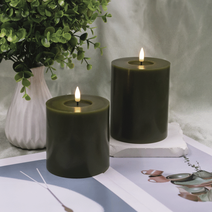 Veli Line LED kubbelys, batteri, olivengrønn