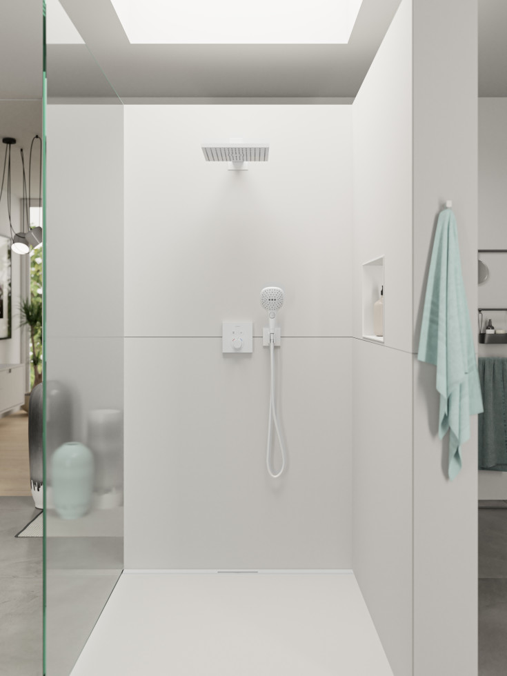 Hansgrohe Raindance E takdusj, 30x30 cm, matt hvit
