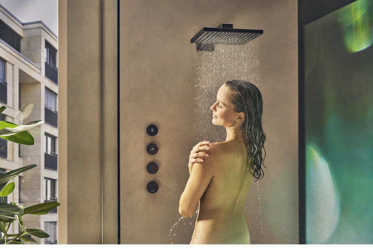 Hansgrohe Raindance E takdusch, 30x30 cm, matt svart