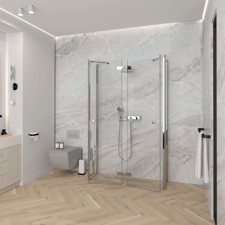 Brasta Prisma 6 dusjhjørne, 87,5x87,5 cm, klart glass, krom profil