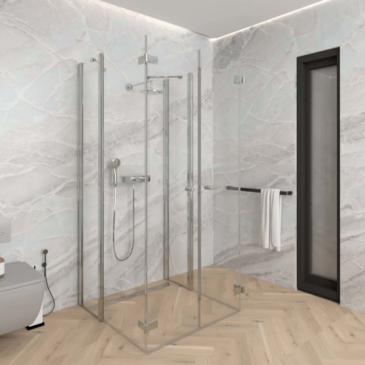 Brasta Prisma 6 dusjhjørne, 87,5x87,5 cm, klart glass, krom profil