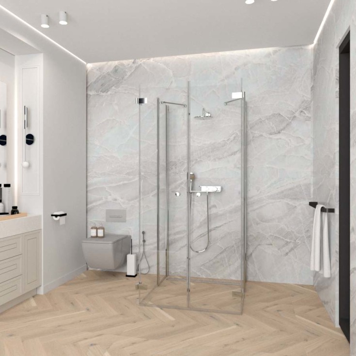 Brasta Prisma 6 dusjhjørne, 87,5x87,5 cm, klart glass, krom profil