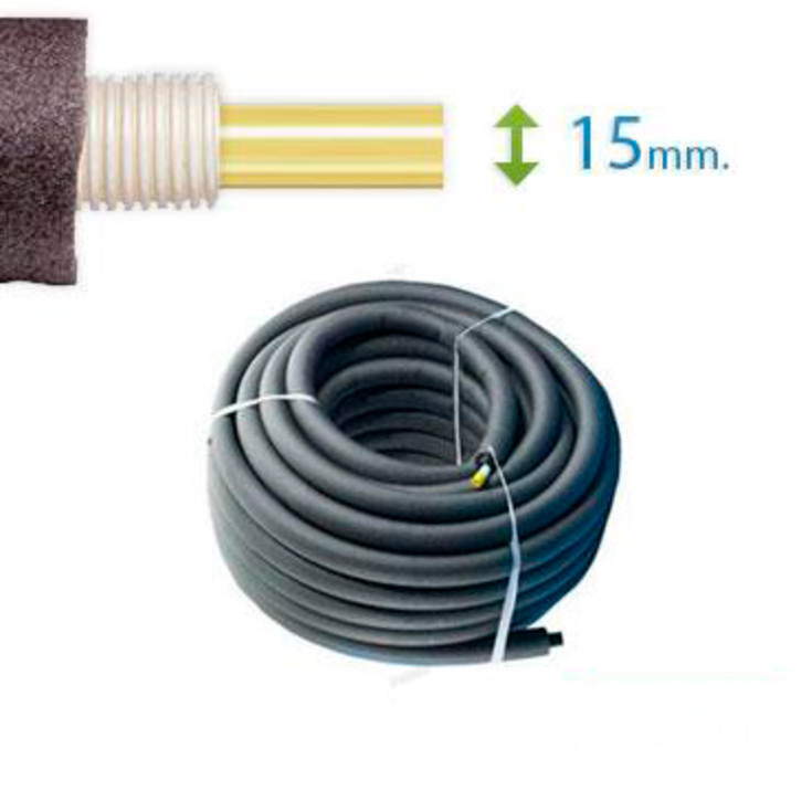 60 meter Roth universal pex rør-i-rør med isolering til vand og varme, 15 mm