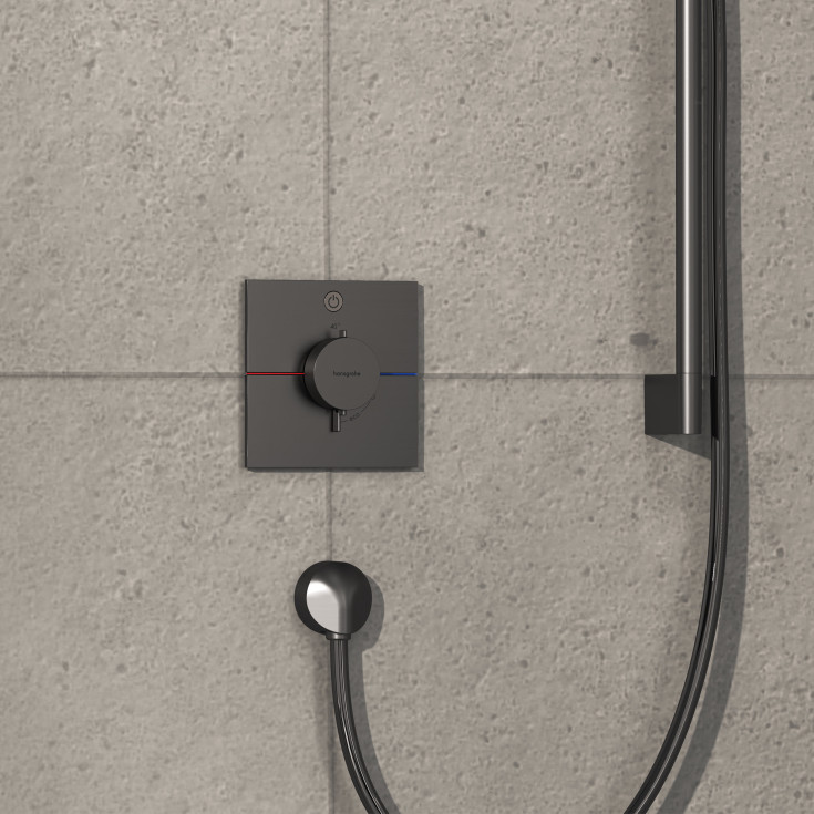 Hansgrohe ShowerSelect Comfort E dusjbatteri, sort krom