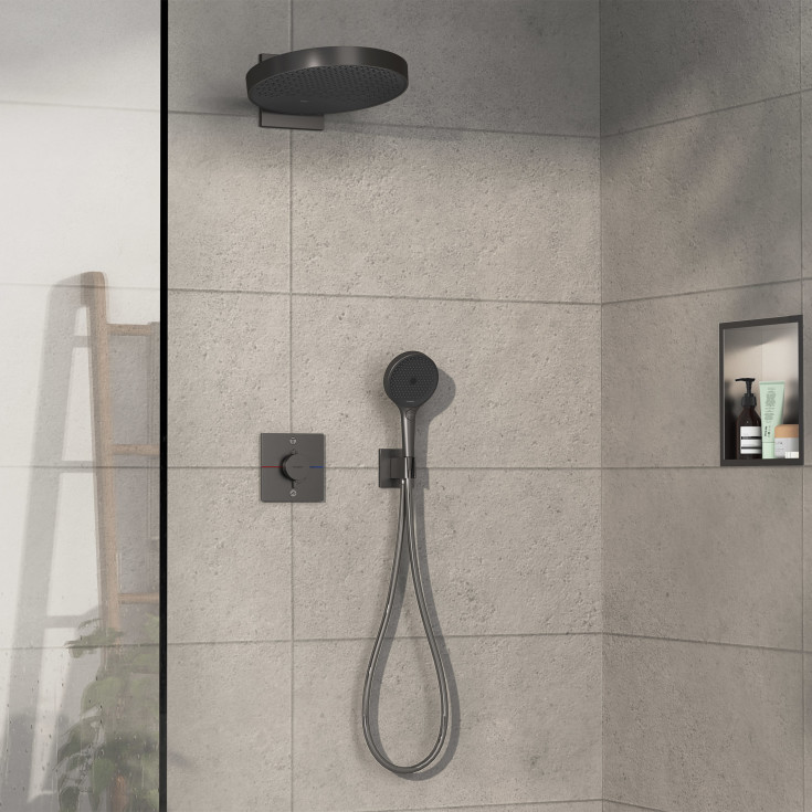 Hansgrohe ShowerSelect Comfort E dusjbatteri, sort krom