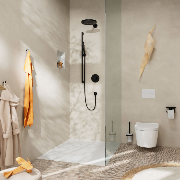 Hansgrohe Pulsify S takdusj, Ø26 cm, vannbesparende, matt sort