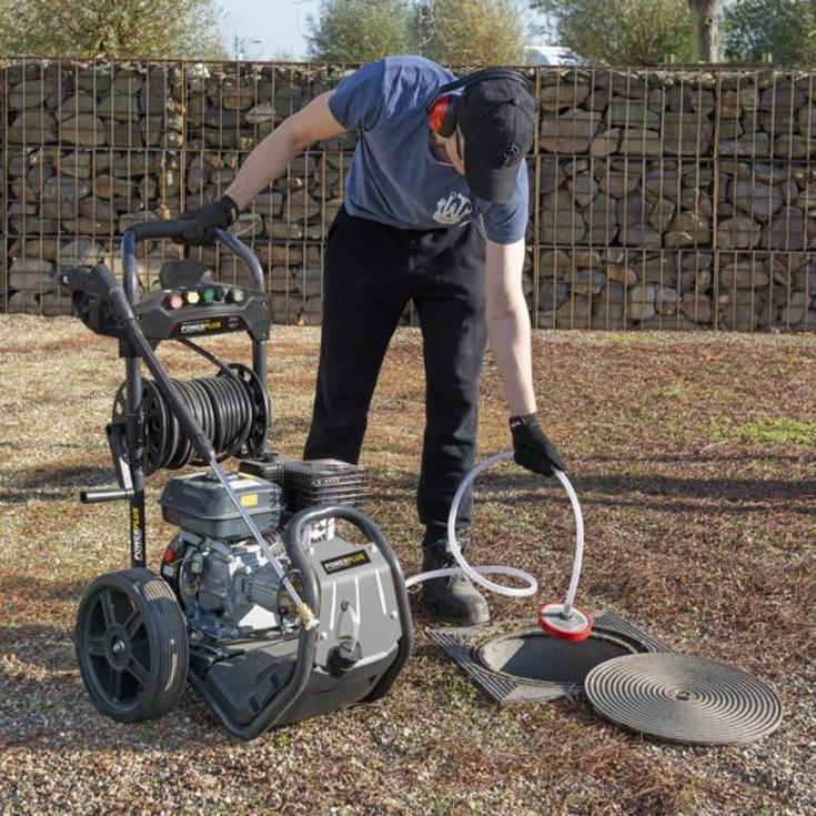 PowerPlus højtryksrenser, 210cc benzin, selvsugende