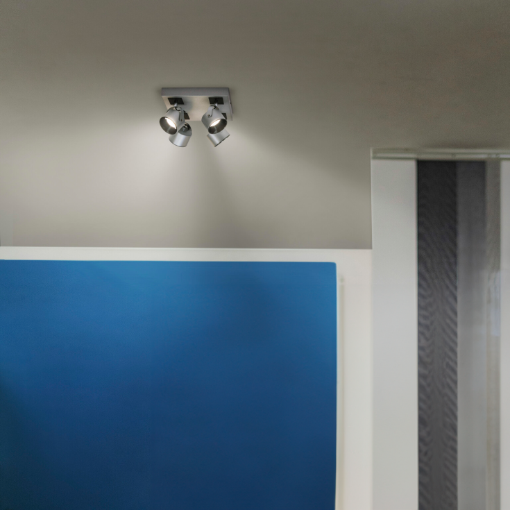 Ledvance spotlampe, 4 spotlights, sølv