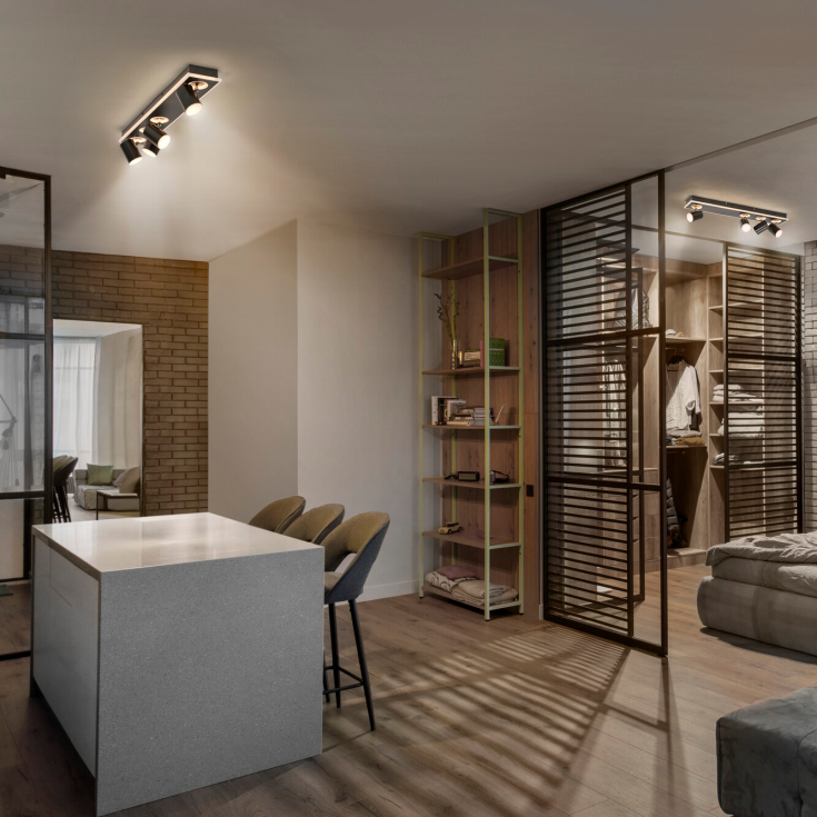 Ledvance Mars tak- og veggspotlight, 4 spotlights, svart