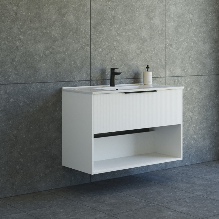 Dansani Mido+ Classic möbelpaket, 101x44 cm, randig matt vit