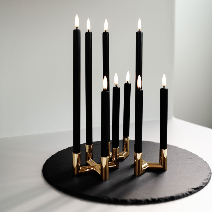 12 stk Uyuni LED kronelys, batteri, sort