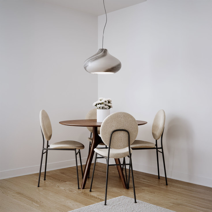 Mira hänge i blåst glas helt unikt ø 45, svart mix H 140 cm E27