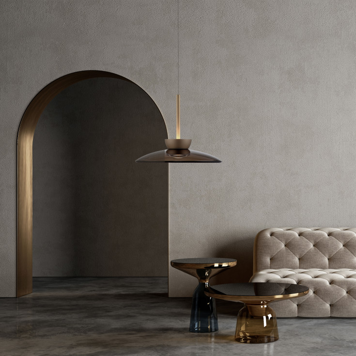 Pure Moon glas pendel m. comfort lift, Ø320mm tonet brun