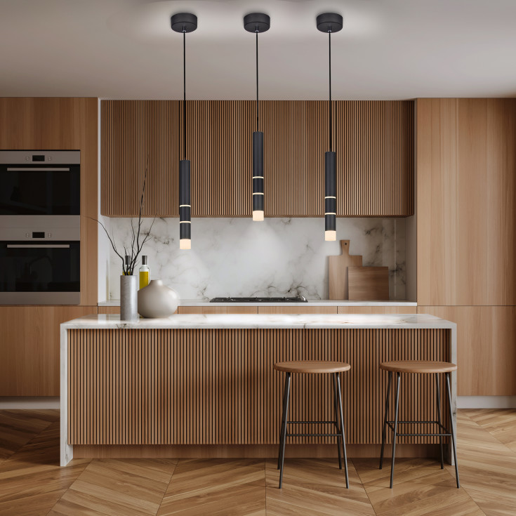 Pure Vega pendel i cylinder form m. lyskontrol, sort