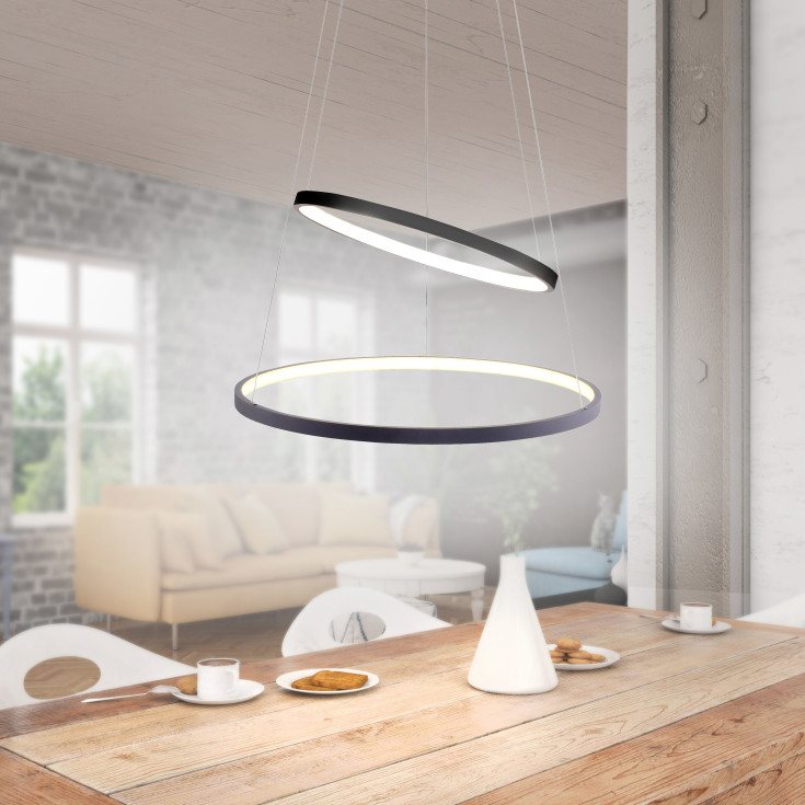 Circle LED pendel med 2 ringe, Ø500mm sort