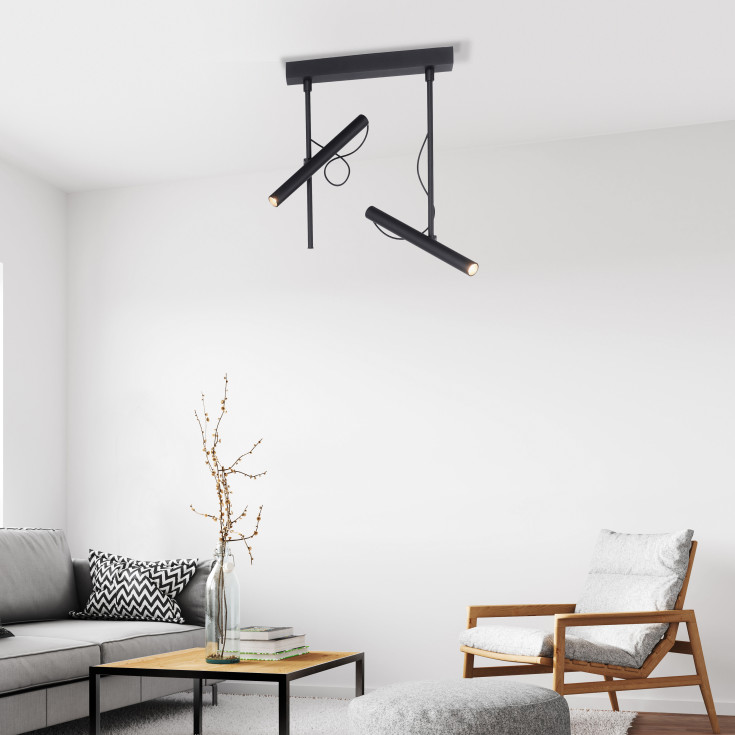 Pure Tutua LED 2-spot justerbare loftlampe, 470mm sort