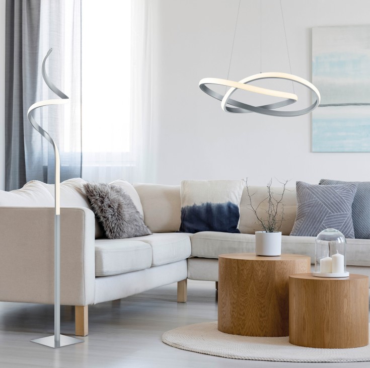 Trio Lighting Course gulvlampe, nikkel