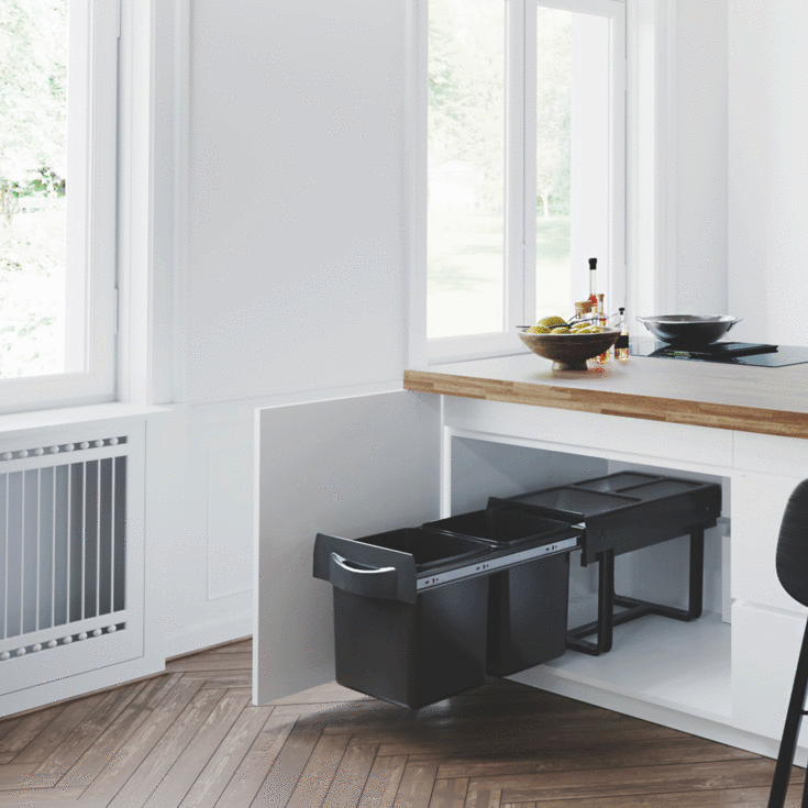 Lavabo Amsterdam affaldssystem, 32 liter, grå