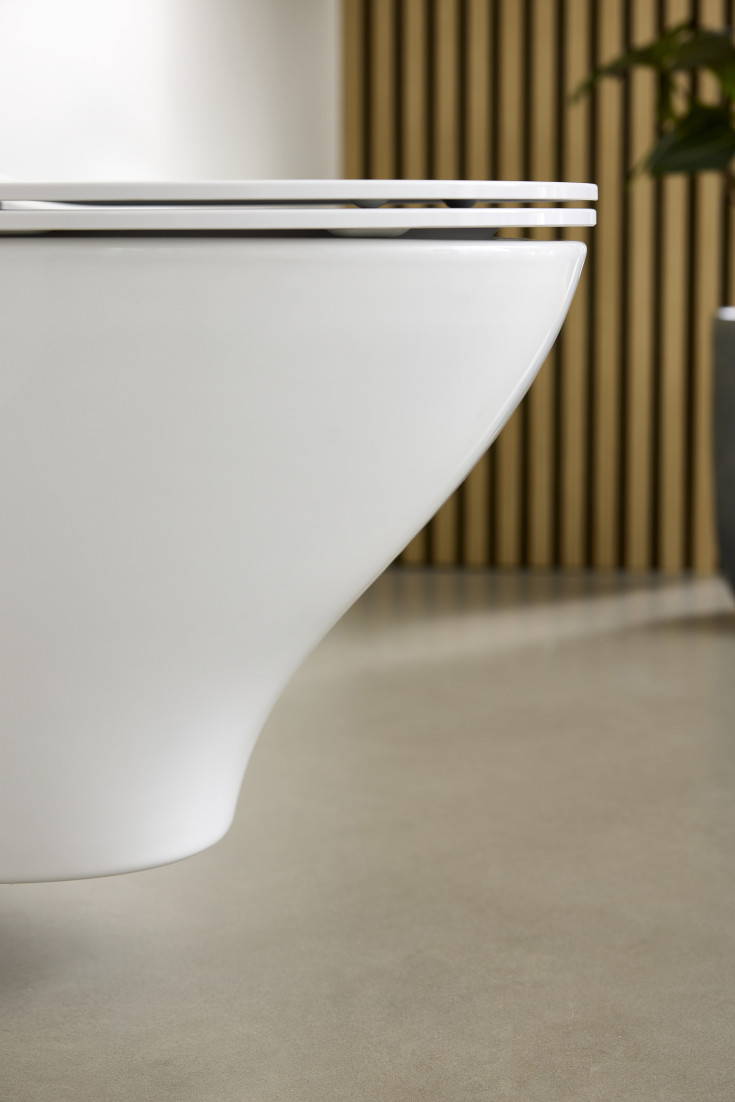 Ifö Spira Modern væghængt toilet, uden skyllekant, rengøringsvenlig, hvid