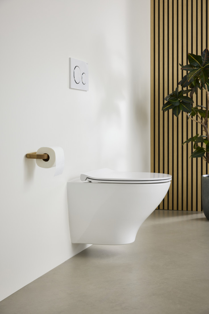 Ifö Spira Modern væghængt toilet, uden skyllekant, rengøringsvenlig, hvid