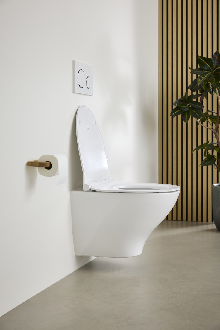 Ifö Spira Modern væghængt toilet, uden skyllekant, rengøringsvenlig, hvid