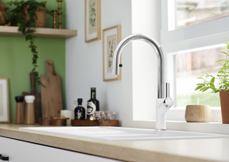 Blanco Carena-S Vario køkkenarmatur, udtrækstud, hvid/krom