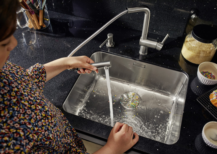 Blanco Linus-S kjøkkenarmatur, uttrekkbar tut, platina