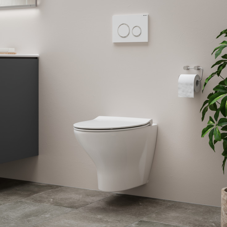 Ifö Spira Style væghængt toilet, uden skyllekant, rengøringsvenlig, hvid