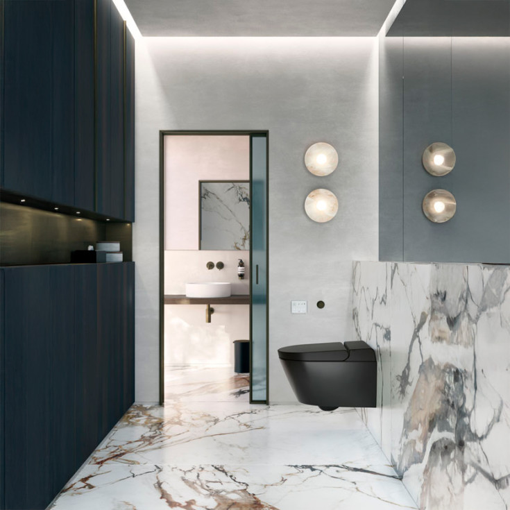 GSI WClean douchetoilet, uden skyllekant, rengøringsvenlig, mat sort