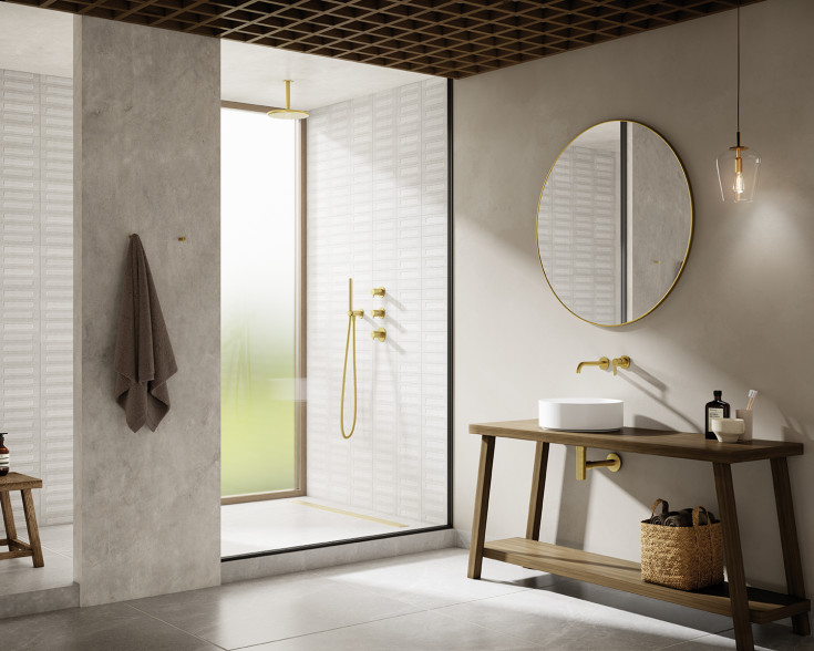 Damixa Silhouet XS2 brusesæt, vandbesparende, børstet messing