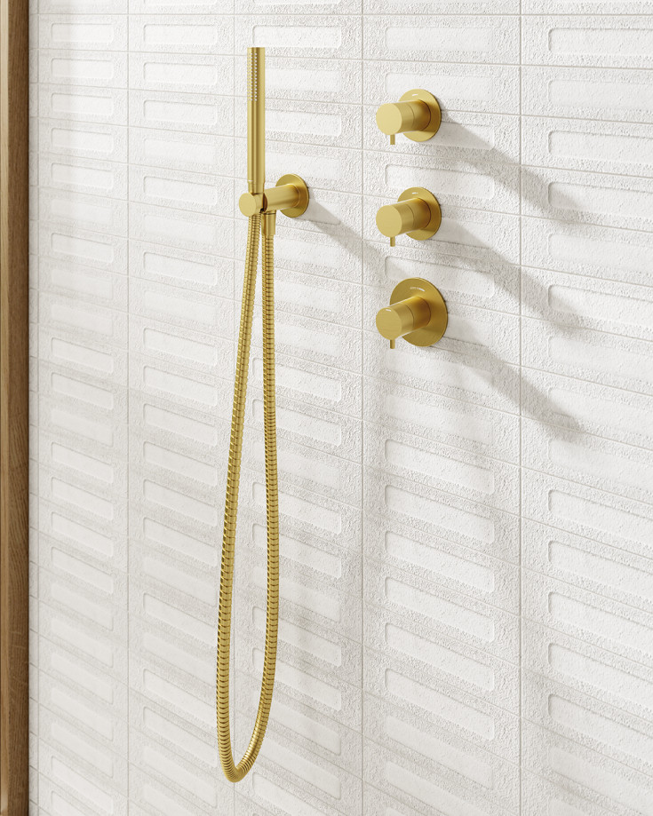 Damixa Silhouet XS1 dusjsett, vannbesparende, børstet messing