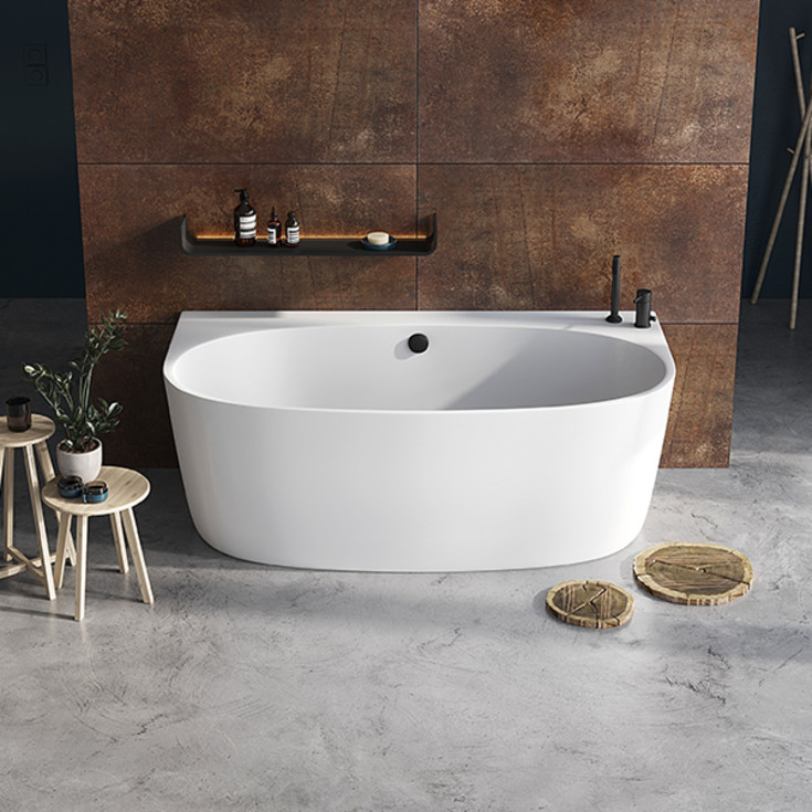 Strømberg Arden badkar, 158x86 cm, matt vitt