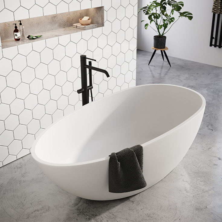 Strømberg Castel badkar, 168x82 cm, matt vitt