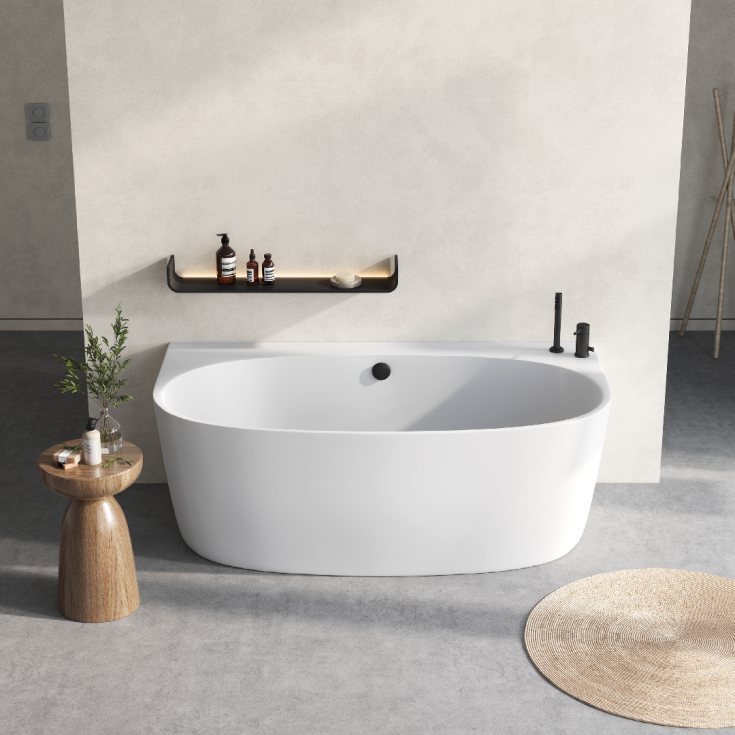 Strømberg Arden badekar, 158x86 cm, matt hvit
