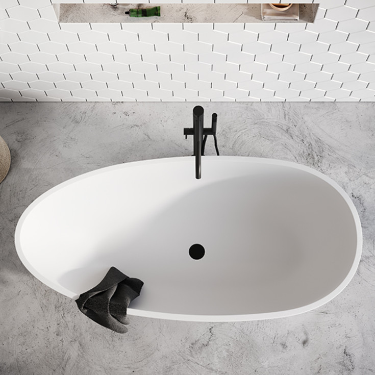 Strømberg Castel badekar, 168x82 cm, matt hvit