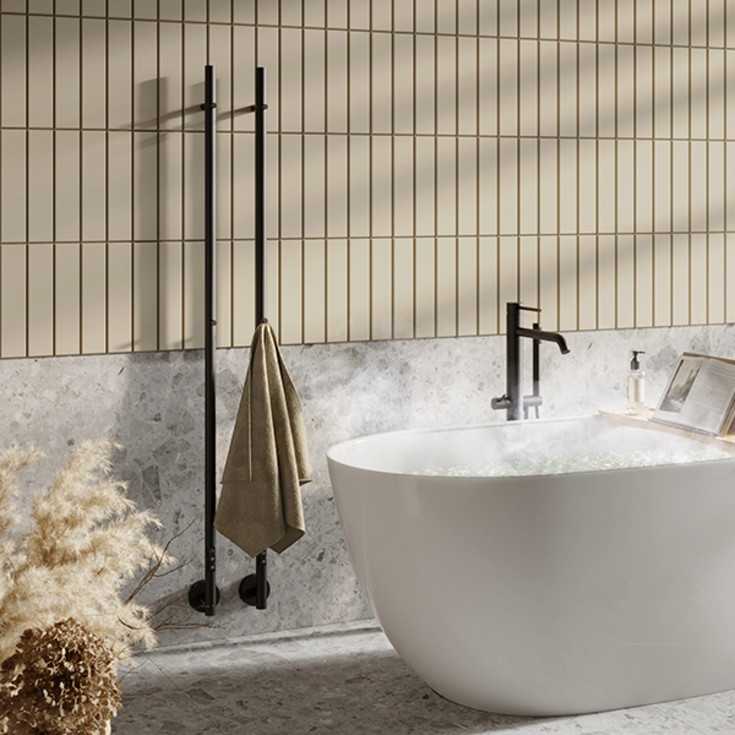 Strømberg Torre handdukstork, el, 150x3,5 cm, matt svart