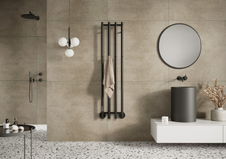 Strømberg Leno handdukstork, el, 125x28 cm, matt svart