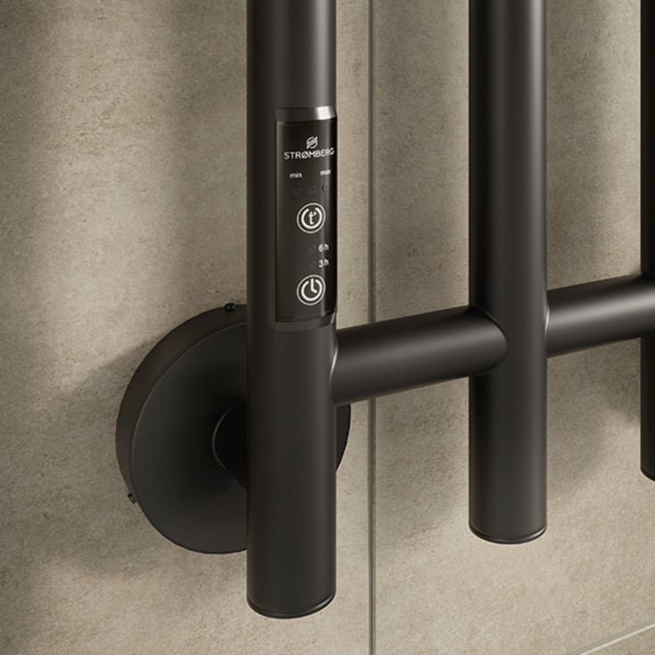 Strømberg Leno håndkletørker, el, 125x28 cm, matt sort