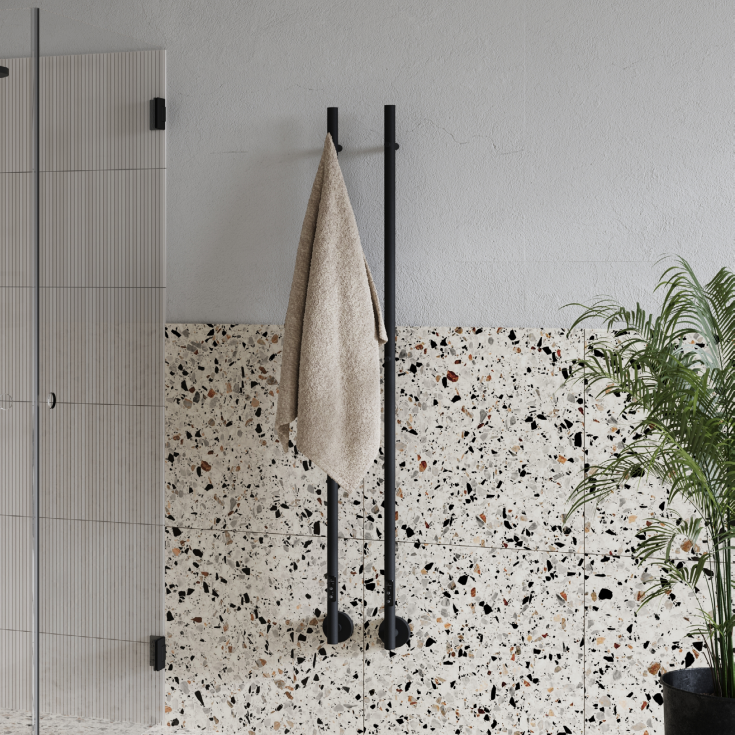 Strømberg Torre handdukstork, el, 150x3,5 cm, matt svart