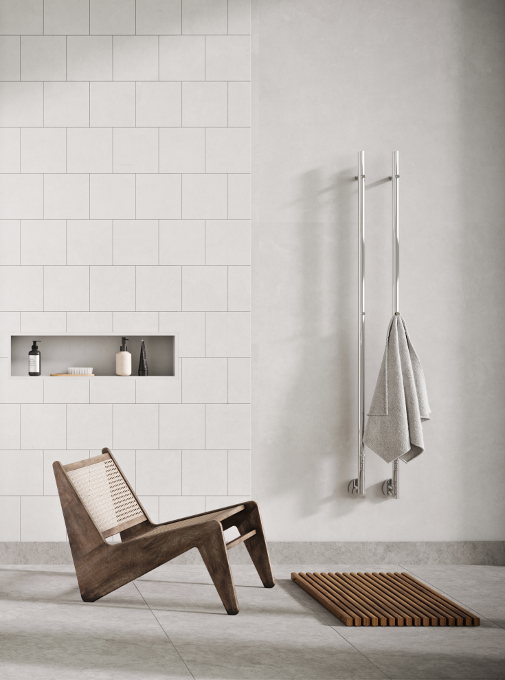 Strømberg Torre håndkletørker, el, 150x3,5 cm, polert rustfritt stål