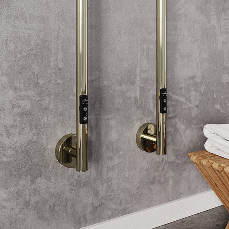 Strømberg Torre håndkletørker, el, 150x3,5 cm, polert messing