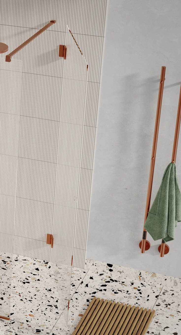 Strømberg Torre håndklædetørrer, el, 150x3,5 cm, børstet kobber