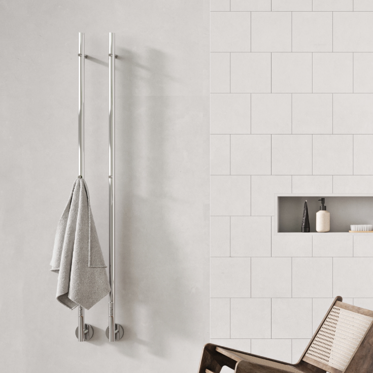 Strømberg Torre handdukstork, el, 150x3,5 cm, polerat rostfritt stål
