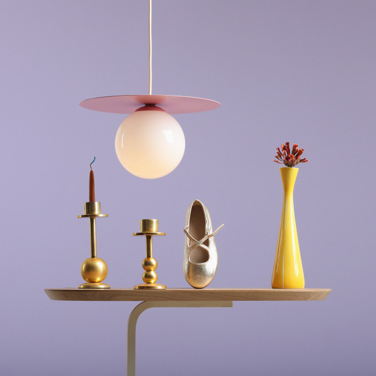 Aldex Loop pendellampe, Ø14 cm, rosa