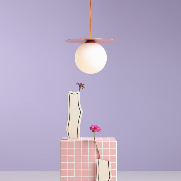 Aldex Loop pendellampe, Ø25 cm, korall