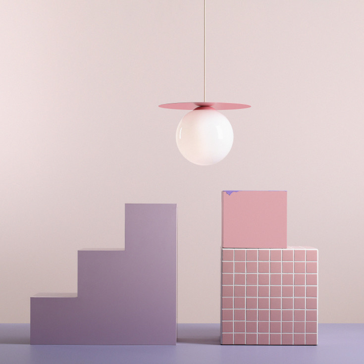 Aldex Loop pendellampe, Ø25 cm, rosa